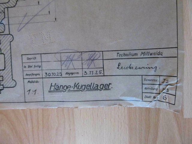 Q Hänge Kugellager Konstruktion Technische Zeichnung Dampfmaschine Mittweida