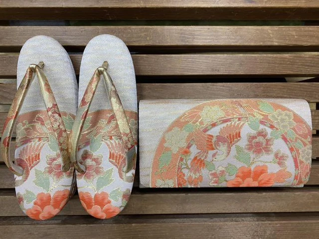 Zori/bag Kimono sandals, bag set for long-sleeved kimono, M size, new, unused