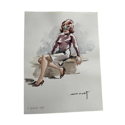 Dessin Original Signé Auguste Rooubilie – Spahis à Cheval, Le Rénégat, Encadrement