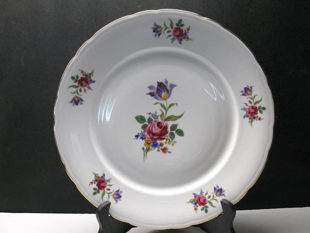 VTG Winterling Bavaria Germany Chop Plate Platter 12 1/8" Floral Gold Trim