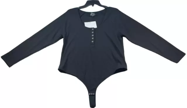 CURVE SENSE Black Plus-Size Sharon Cowl Neck Knit Bodysuit Sz 3X 