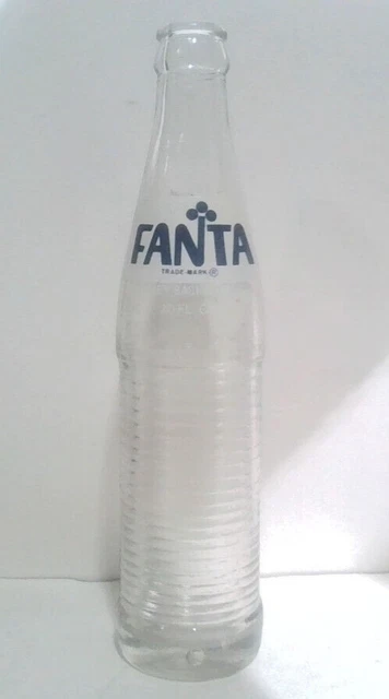 Vintage FANTA Coca Cola Co 10 oz. Ribbed Glass Soda Bottle White Label FREE SHIP