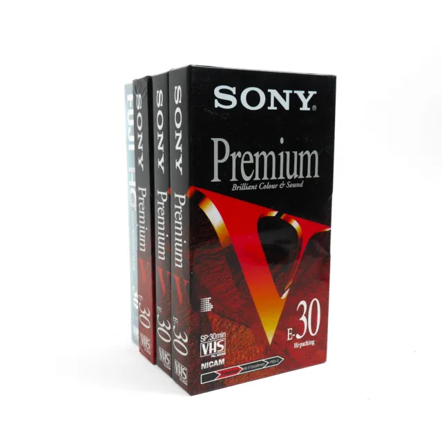 Lot de  4 Cassettes VHS 30 Minutes - 3 Sony Premium + 1 Fuji - 481010