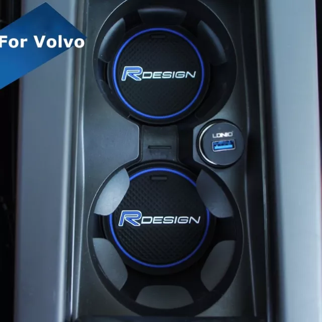 for Volvo Blue R design Car Cup Holder Mat XC60 V50 V70 S60 S80 S40 XC70 V60 C30