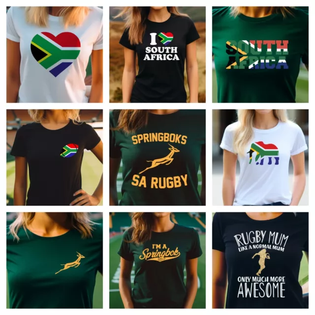 Ladies South African Rugby T Shirt Aunt Sister Wife Girlfriend Mum Birthday Gift