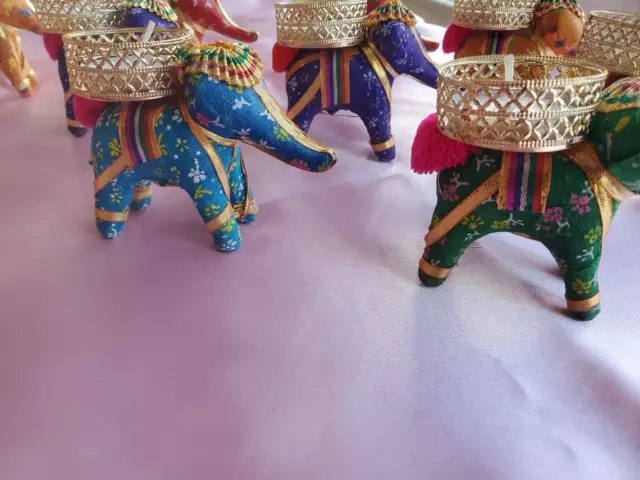 Portavelas Diya con diseño de elefante de algodón para decoración del hogar... 3