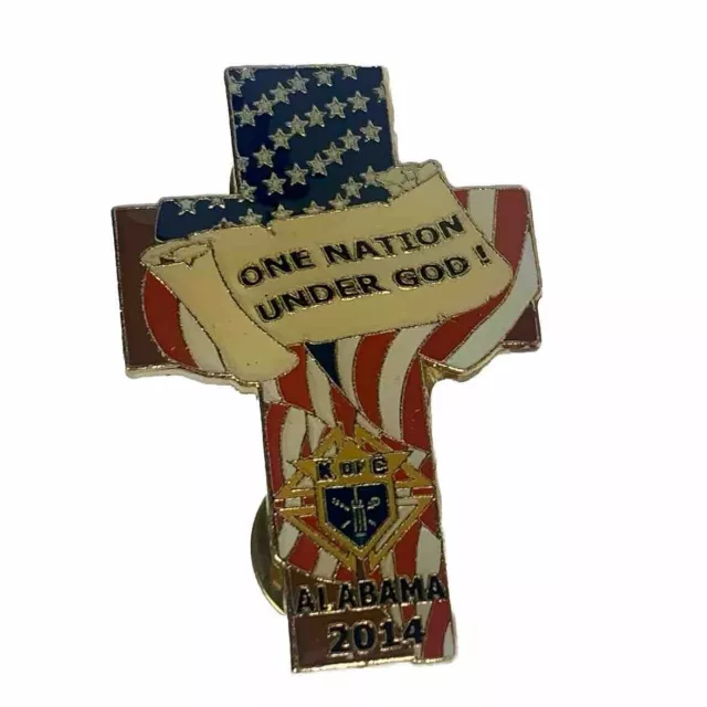 2014 Alabama Knights Of Columbus Lapel Hat Tie Pin, One Nation Under God, K of C