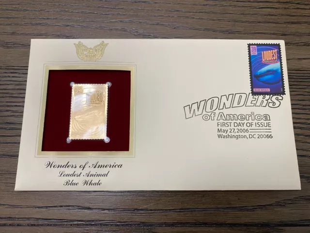 Wonders of America Blue Whale Loudest Animal Replica Golden Cover Stamp