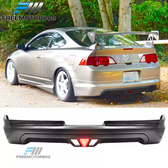 Fit 02-04 Acura RSX PU MUG Style w/ LED Brake Light Rear Bumper Lip Bodykit