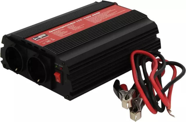 HP Spannungswandler Inverter 12V auf 230V 600W/1200W mit USB  2 Steckdosen Sinus