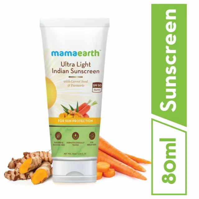 Mamaearth's Ultra Light Natural Sunscreen Lotion SPF 50 PA+++ (80 ml)