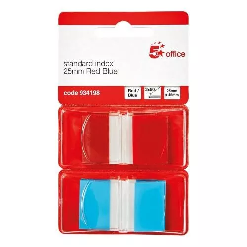 Brand New 5 Star Standard Index Tabs 25mm Red Blue 934198