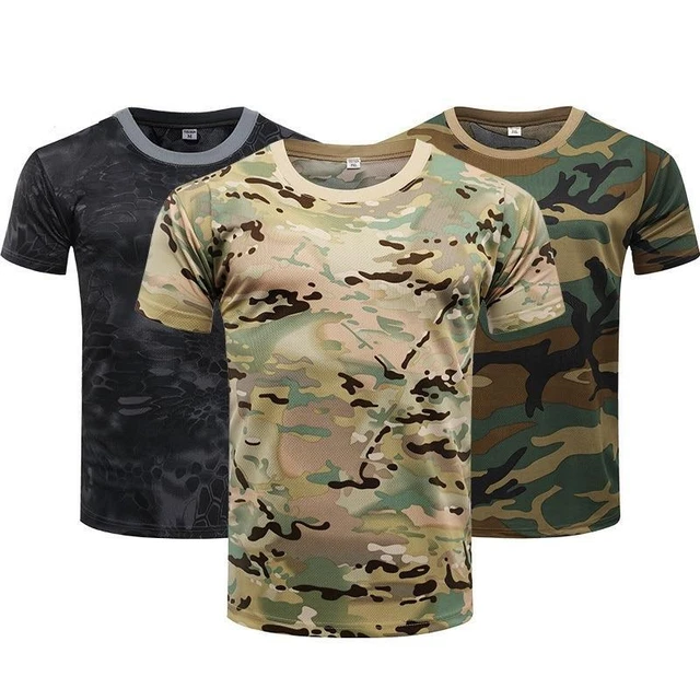 Army Military Tactical Shirt Short Sleeve Camo Men's Quick Dry Combat T-shirt