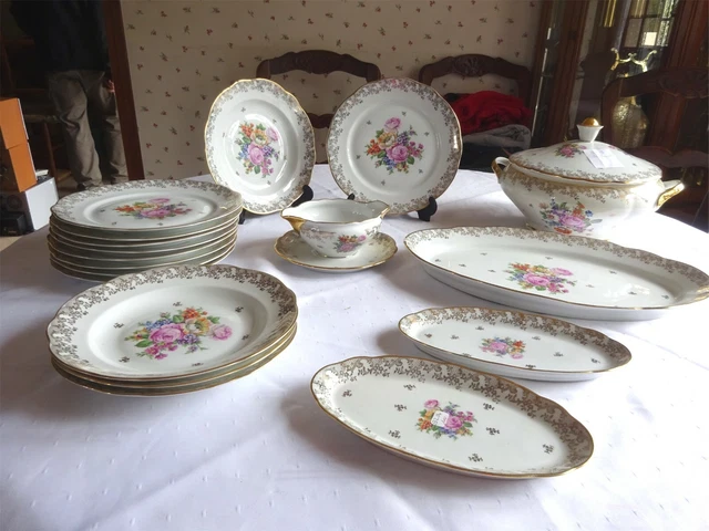 Service Vaisselle De Table Limoges roses Anciennes Fin XIXe