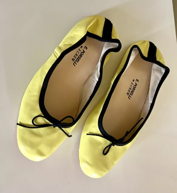 E. Porselli for J. Crew yellow lambskin leather ballet flats with black trim 3