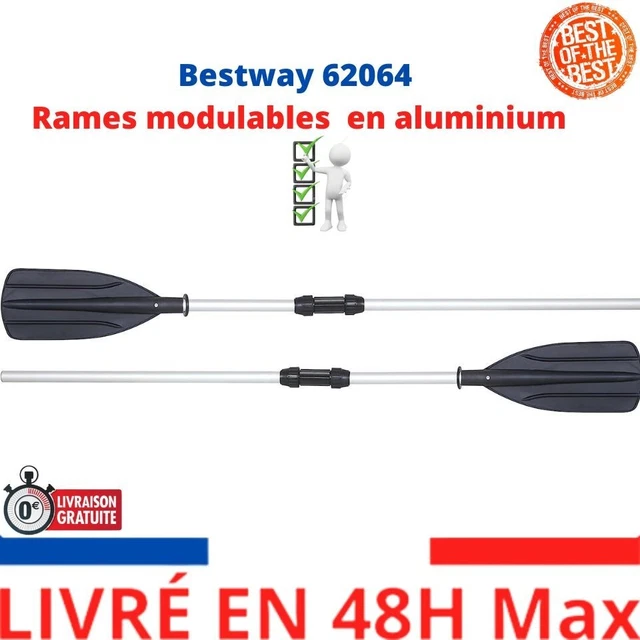 Bestway 62064 Rames modulables transformables en pagaie en aluminium Haute quali