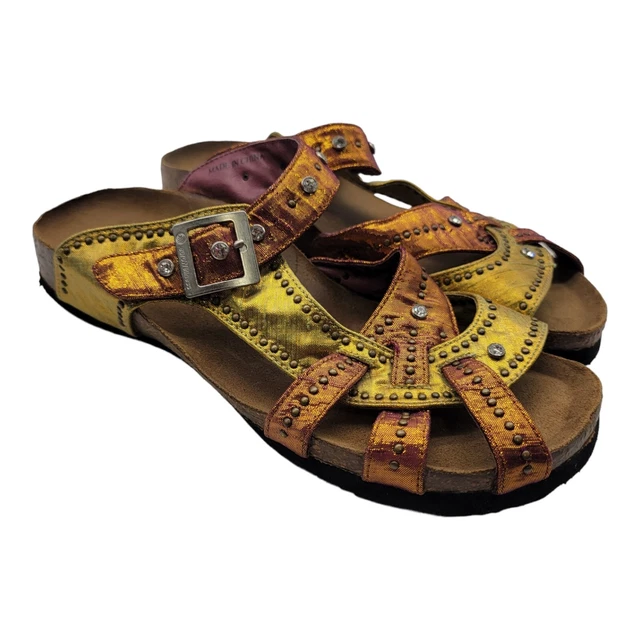Euro Wellness RARE Multicolored Shiny Metallic Rhinestone Sandals Sz 7