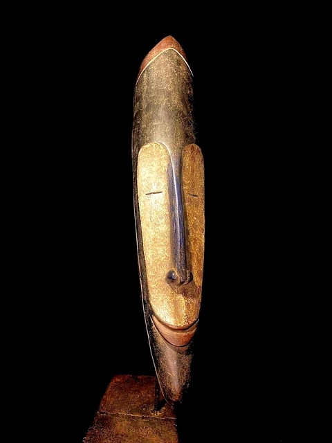 African Tribal Face Mask Wood Hand Carved Wall Hanging fang mask gabon-5618