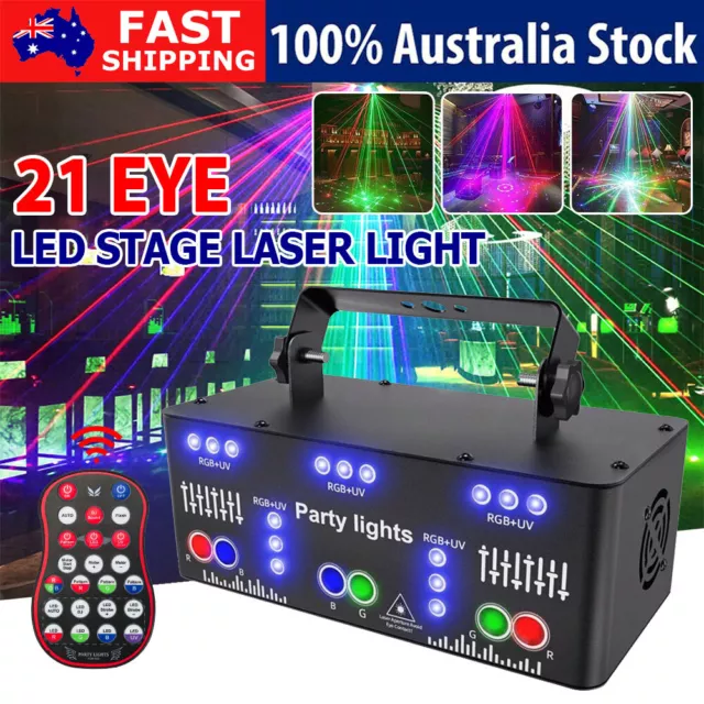 21Eye Laser Projector RGB DMX Strobe Stage Light LED Bar DJ Disco Party Lighting