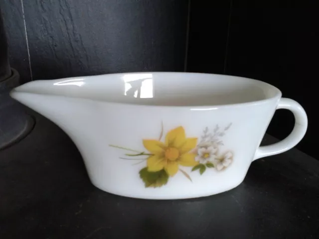 JAJ PYREX Autumn Glory vintage milk glass gravy boat sauce boat