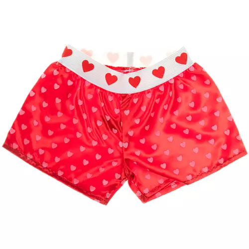 16 inch Red Pink Heart Boxer Shorts - teddy bear stuffed animal pants underwear