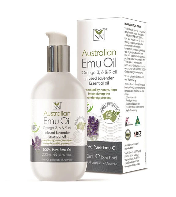 Pure Emu Oil, Infused Lavender for Hypoallergenic Skin Care, Hair & Healing