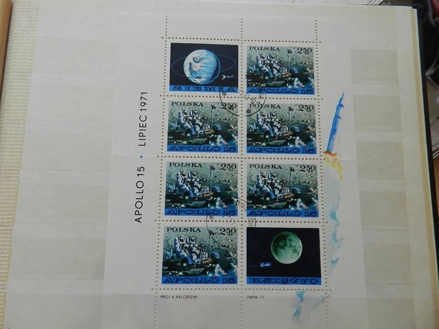 Briefmarken, Polen, Kpl Satz, Block 48, Apollo 15, 1971, gestempelt