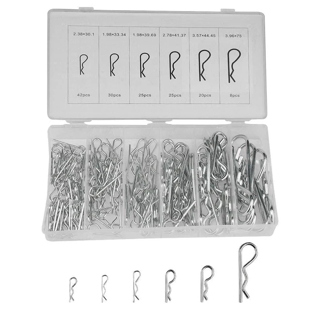 150pcs R Clips Mechanical Hitch Hair R Cotter Pin Tractor Clip Assortment Set