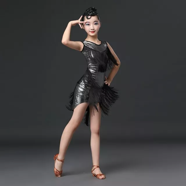Bambina Vestito da Danza Latino Salsa Tango Nappa Abiti per la Performance