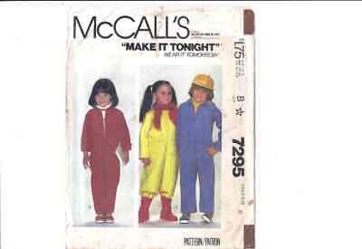 McCalls Sewing Pattern 7295 Jumpsuit All In One Boys Girls Age 5 B&W Env UNCUT