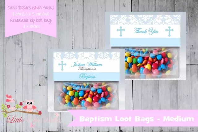 Personalised Lolly/Loot Bag & Topper - Christening Baptism Naming Day Boy/ Girl