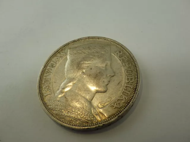 1931 Latvia 5 Lati Silver Coin