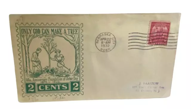 US FDC 1932 Arbor Day Nebraska City NB 2 Cent Scott 717