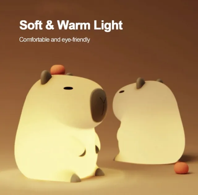 Capybara Night Light USB Rechargeable Touch Control Silicone Lamp