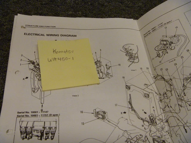 KOMATSU WA450-1 WHEEL Loader Electrical Wiring Diagram Schematic Manual