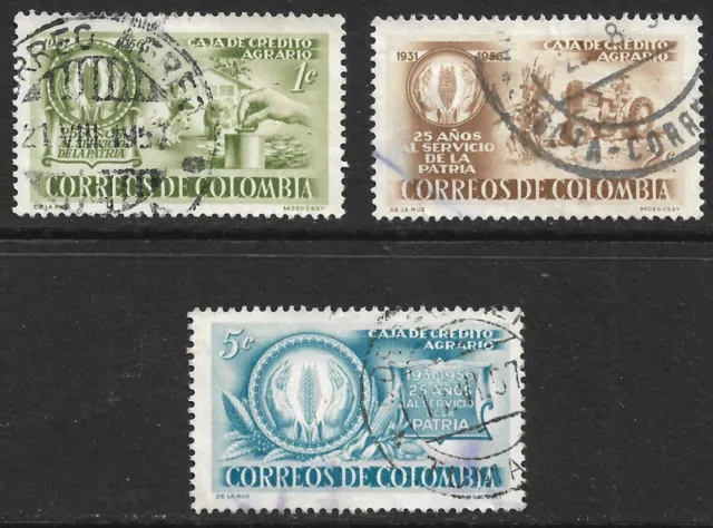 Colombia Scott #670-72 VF Used Farming Issued 1957