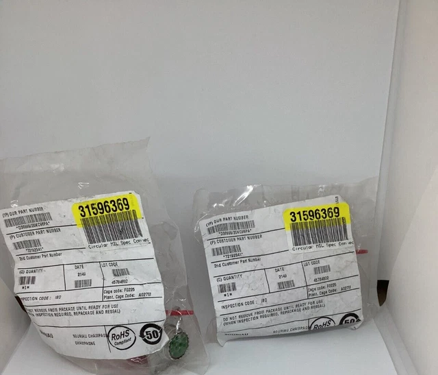 (QTY 2)  MIL Spec Connector D38999/20KCB98PA    Ships FAST/FREE
