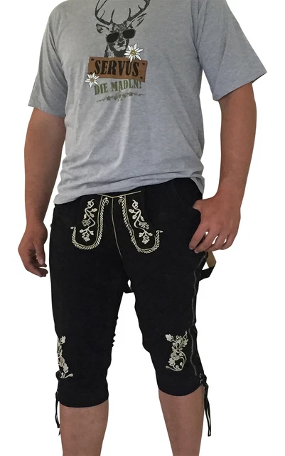 Pantaloni folcloristici in pelle tradizionali uomo pantaloni al ginocchio neri in vera pelle nuovi Pantaloni folcloristici in pelle tradizionali uomo pantaloni al ginocchio neri in vera pelle nuovi