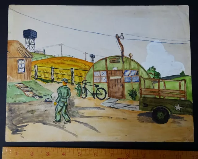 SUPER WWII IDd Soldier Archive Paintings Drawings IDd Artist, Scenes & Portraits