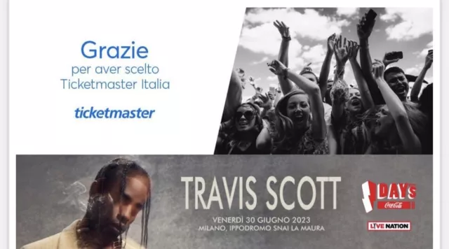 Biglietto Travis Scott  I-days Ippodromo Snai La Maura Milano Ingresso Rosso