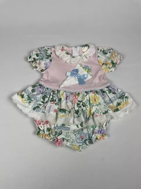 Vintage Infant Girl's 12 Month Bubble Romper Sunsuit Floral w Ruffle