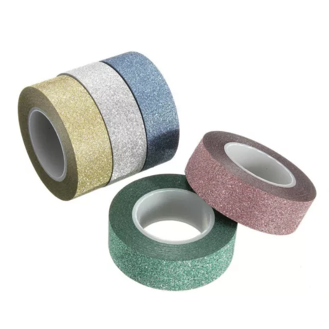 10M Glitter Glitzer Washi Masking Tape Sticker Klebeband Reispapier Band Dekor