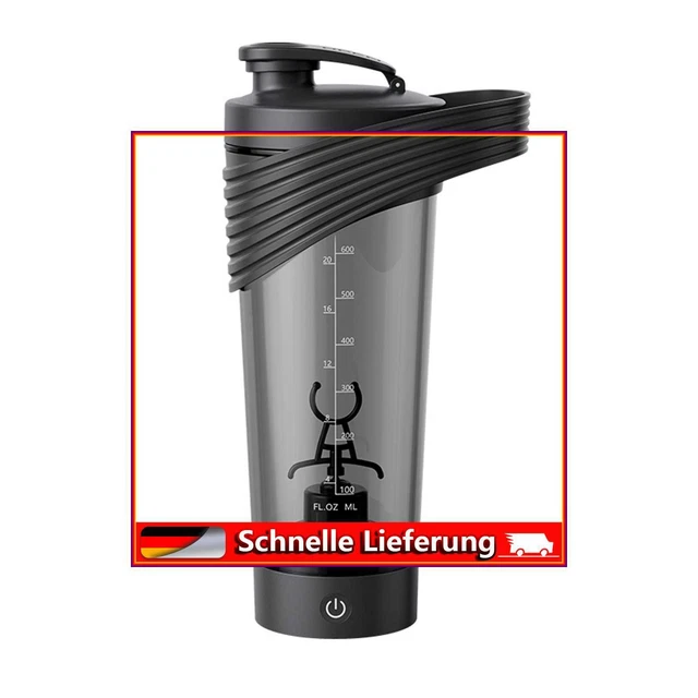 Fitness botella de agua USB mezclador de proteínas recargable (negro)