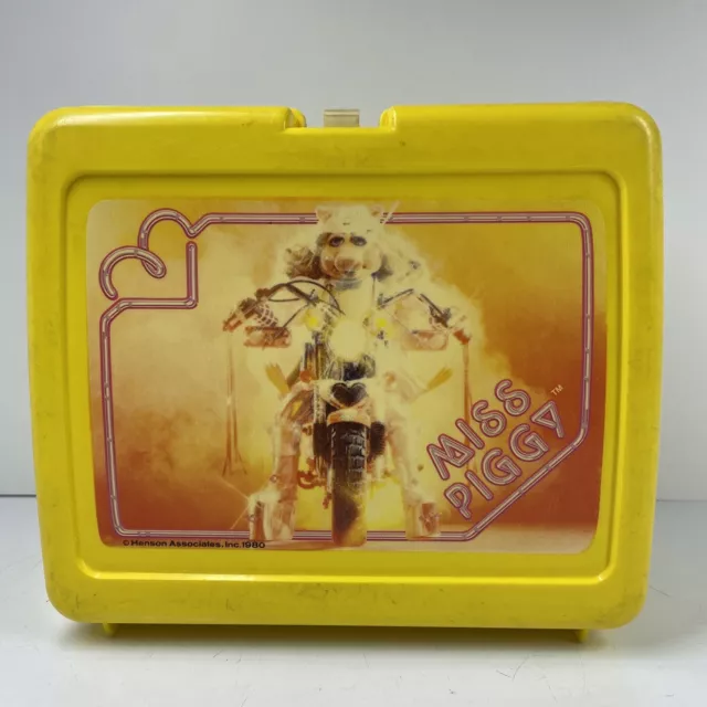 Vintage Miss Piggy 80s Thermos Lunchbox ONLY Yellow Muppets READ Henson