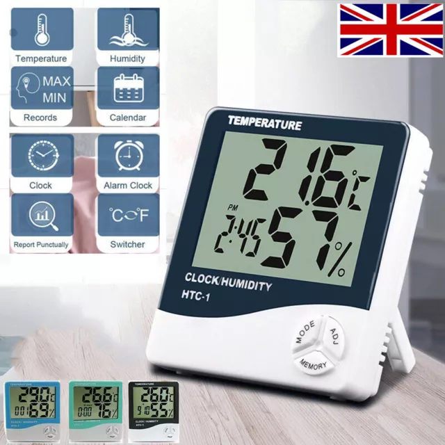 Thermometer Indoor Digital LCD Hygrometer Temperature Humidity Meter Alarm Cloc