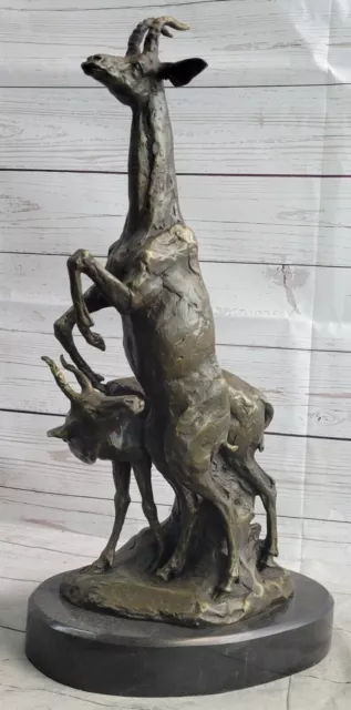 Majestic Bronze of Two Graceful Gazelle Antelope Kudu Wildlife Sculpture Figure