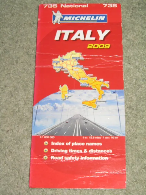 Michelin National Map 735 Italy. Scale 1:1,000,000 - 2009 edition