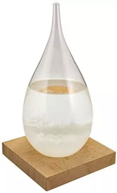 Storm-Glass/Barometro / Meteo Vetro A Legno 21 Cm- Goccia