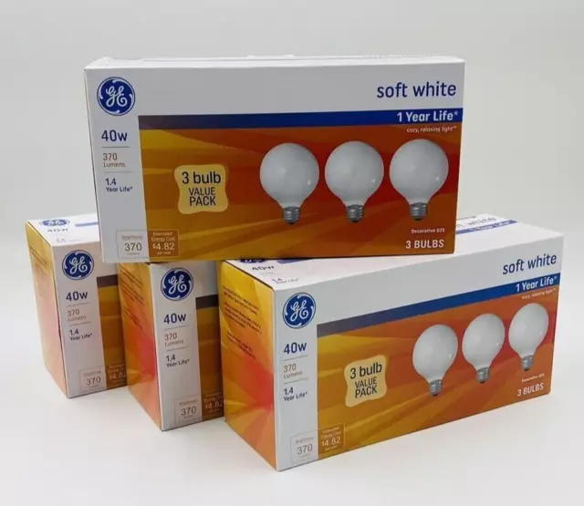 GE 40-Watt Soft White G25 Vanity Globe Light Bulbs Medium Base (4 Pk, 12 total)