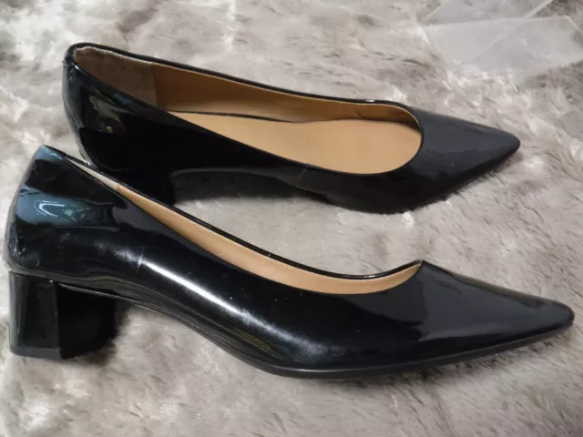 Calvin Klein Genoveva Pump Women's Size 8M, Black Patent Block Heels MSRP $109